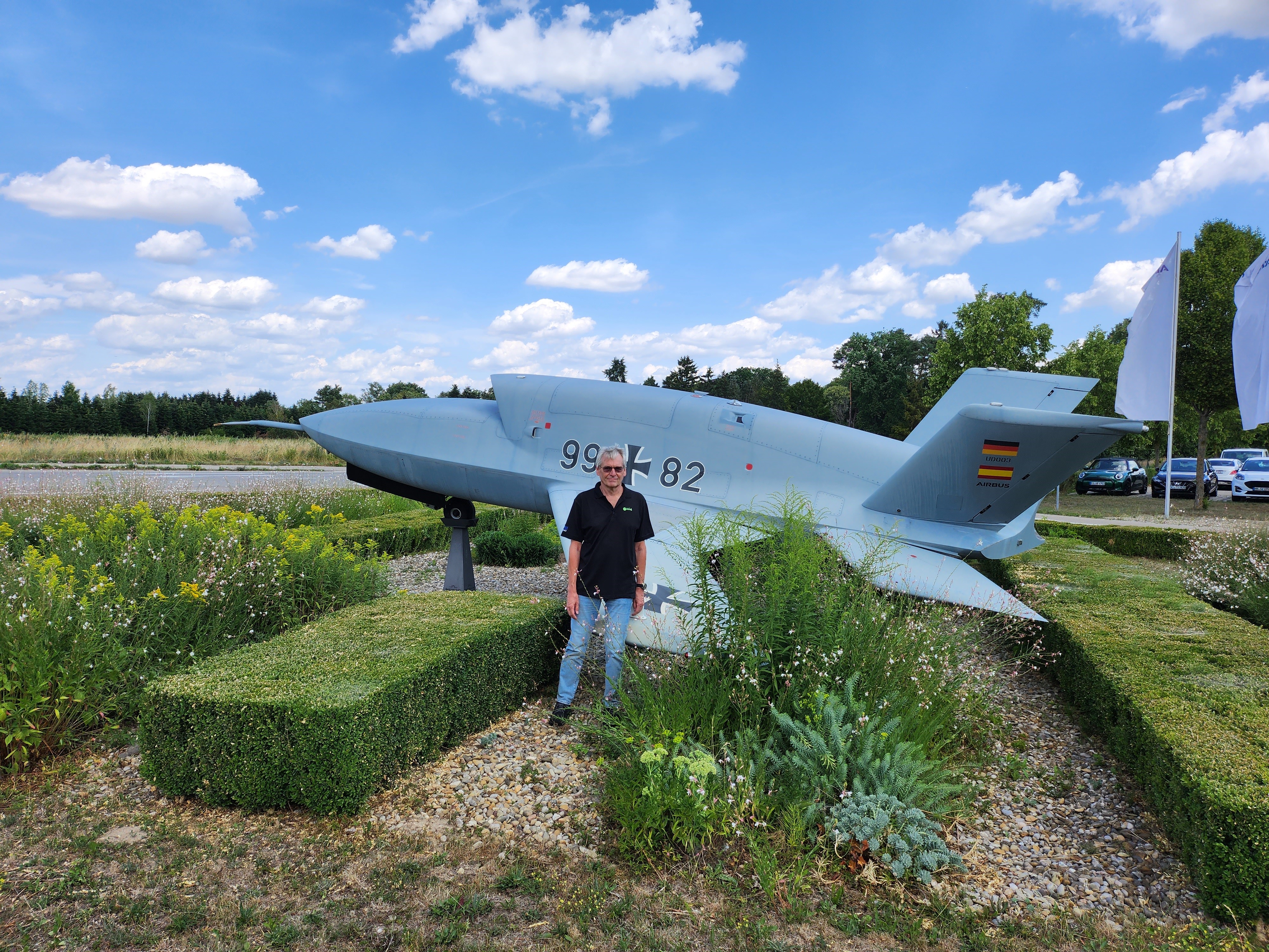 Gernot Heiser outside the airbus site with a Barracuda drone