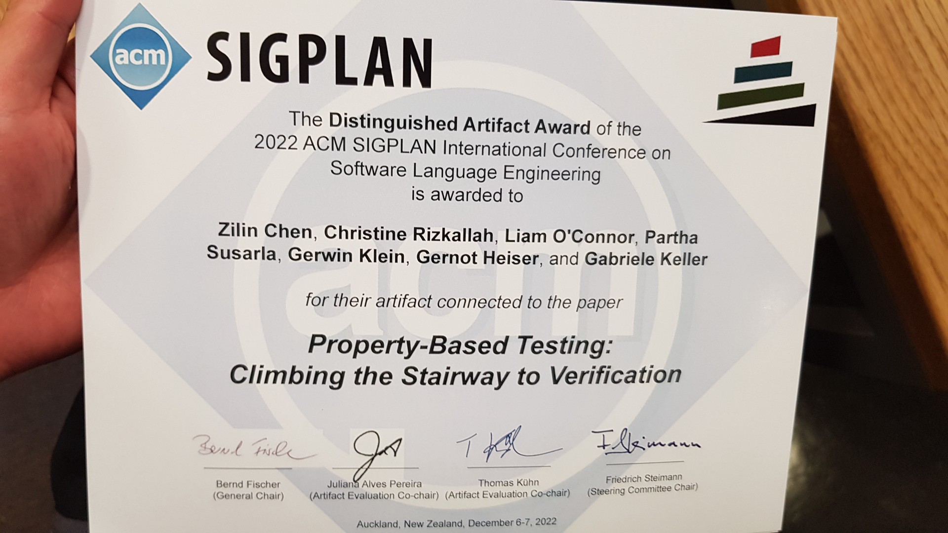 Distinguished Artifact Award for Zilin Chen and co-authors